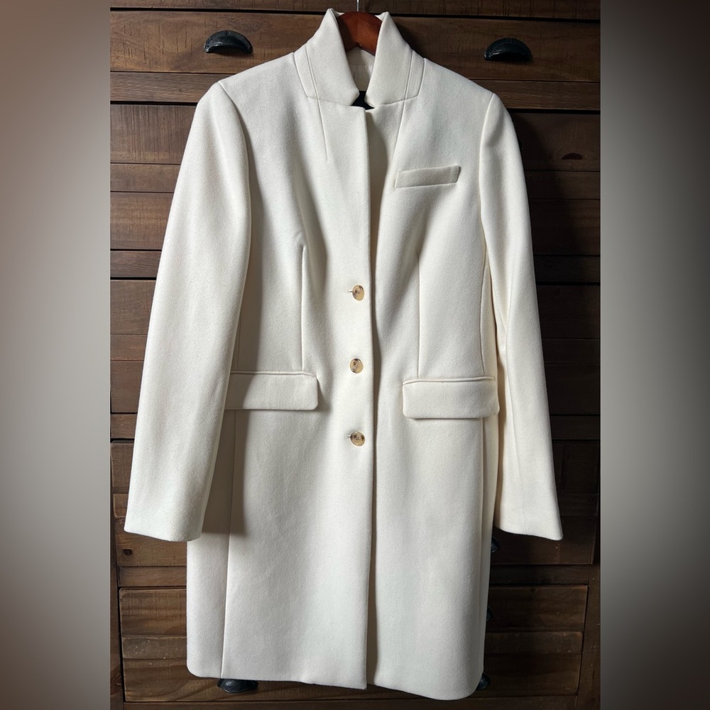 J. Crew Cream Coat with Gold Buttons Nearly New!
